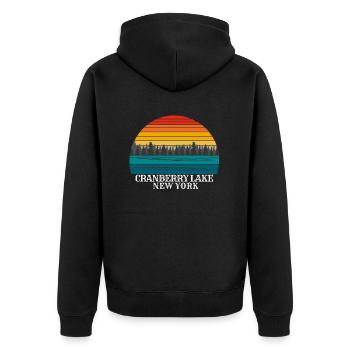 Cranberry Lake New York - Unisex Premium Bio Zip Hoodie - Schwarz - Hinten - Nico (187cm)