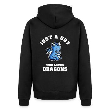Juste un garçon qui aime les dragons - Veste à capuche bio Premium Unisexe - noir - Dos - Nico (187cm)