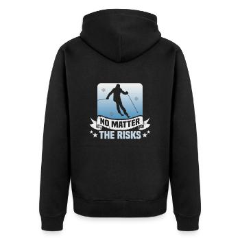 Skifahrer No matter the risks Ski - Unisex Premium Bio Zip Hoodie - Schwarz - Hinten - Nico (187cm)