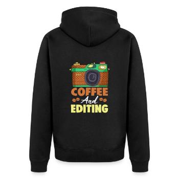 Photography Coffee and editing Photographer - Unisex Premium Organic Zip Hoodie - black - Back - Nico (187cm)