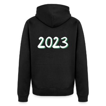 Anniversaire 2023 - Veste à capuche bio Premium Unisexe - noir - Dos - Nico (187cm)