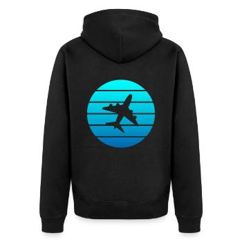 Airplane - Unisex Premium Organic Zip Hoodie - black - Back - Nico (187cm)