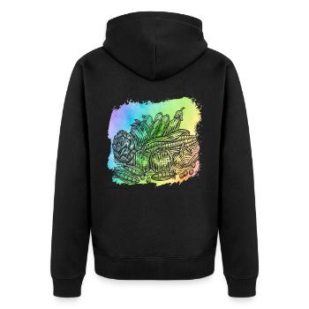 Vegan vegetables - Unisex Premium Organic Zip Hoodie - black - Back - Nico (187cm)