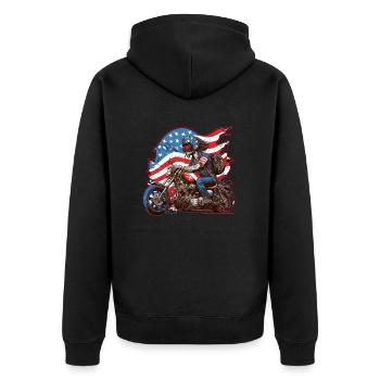 American Patriotic USA Design - Unisex Premium Organic Zip Hoodie - black - Back - Nico (187cm)