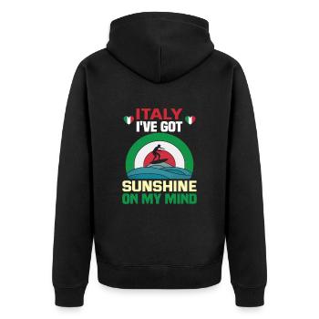 Italie vacances à la plage au bord de la mer Design beach motif - Veste à capuche bio Premium Unisexe - noir - Dos - Nico (187cm)