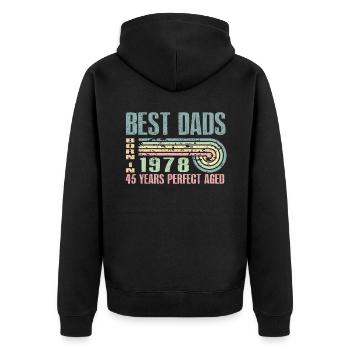 Die Besten Väter Sind 1978 Geboren, 45 Jahre Alt, - Unisex Premium Bio Zip Hoodie - Schwarz - Hinten - Nico (187cm)