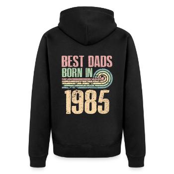 Die Besten Väter Sind 1985 Geboren, 38 Jahre Alt, - Unisex Premium Bio Zip Hoodie - Schwarz - Hinten - Nico (187cm)