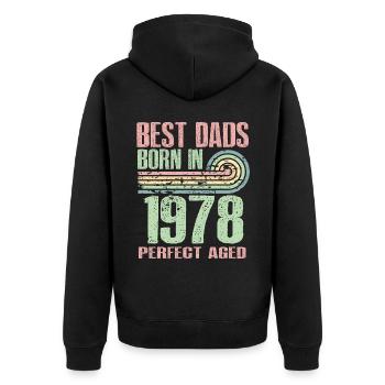 Die Besten Väter Sind 1978 Geboren, 45 Jahre Alt, - Unisex Premium Bio Zip Hoodie - Schwarz - Hinten - Nico (187cm)
