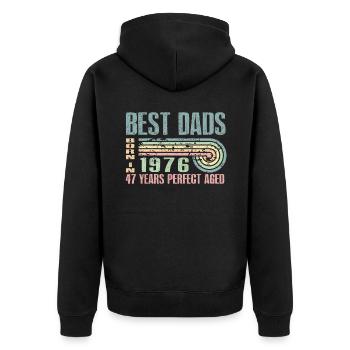 The best fathers were born in 1976, 47 years old, - Unisex Premium Organic Zip Hoodie - black - Back - Nico (187cm)