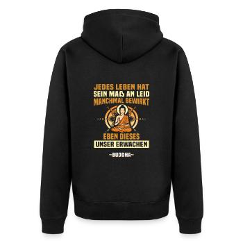 Buddhist Meditation Zen Buddha Buddhismus und Yoga - Unisex Premium Bio Zip Hoodie - Schwarz - Hinten - Nico (187cm)