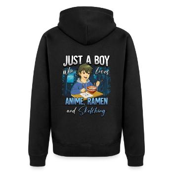 Anime Otaku Weeb - Veste à capuche bio Premium Unisexe - noir - Dos - Nico (187cm)