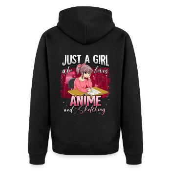 Anime Otaku Weeb - Veste à capuche bio Premium Unisexe - noir - Dos - Nico (187cm)