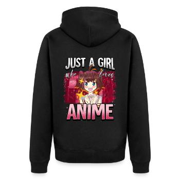 Anime Otaku Weeb - Unisex Premium Organic Zip Hoodie - black - Back - Nico (187cm)