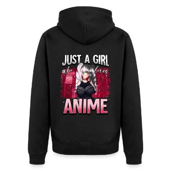Anime Otaku Weeb - Unisex Premium Organic Zip Hoodie - black - Back - Nico (187cm)
