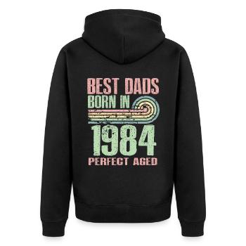 Les meilleurs pères sont nés en 1984, 39 ans, - Veste à capuche bio Premium Unisexe - noir - Dos - Nico (187cm)