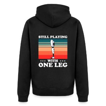 Artificial limb design for leg prosthesis - Unisex Premium Organic Zip Hoodie - black - Back - Nico (187cm)