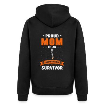 Beinprothesendesign und Beinprothesen - Unisex Premium Bio Zip Hoodie - Schwarz - Hinten - Nico (187cm)