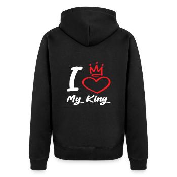 I Love My King - Unisex Premium Bio Zip Hoodie - Schwarz - Hinten - Nico (187cm)