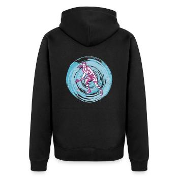 Feldhockeyspieler Hockey Hallenhockey Frauen - Unisex Premium Bio Zip Hoodie - Schwarz - Hinten - Nico (187cm)