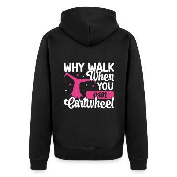 Wagenrad -Gymnast Stürzen - Unisex Premium Bio Zip Hoodie - Schwarz - Hinten - Nico (187cm)