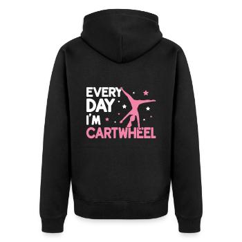 Wagenrad -Gymnast Stürzen - Unisex Premium Bio Zip Hoodie - Schwarz - Hinten - Nico (187cm)