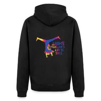 Wagenrad -Gymnast Stürzen - Unisex Premium Bio Zip Hoodie - Schwarz - Hinten - Nico (187cm)