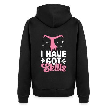 Wagenrad -Gymnast Stürzen - Unisex Premium Bio Zip Hoodie - Schwarz - Hinten - Nico (187cm)