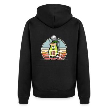 Volleyball Avocado - Unisex Premium Bio Zip Hoodie - Schwarz - Hinten - Nico (187cm)