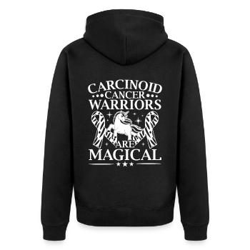 Carcinoid Cancer Warriors Are Magical Unicorn - Unisex Premium Organic Zip Hoodie - black - Back - Nico (187cm)