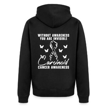 Zebrastreifen Karzinoid Krebs Bewusstseinsmonat - Unisex Premium Bio Zip Hoodie - Schwarz - Hinten - Nico (187cm)