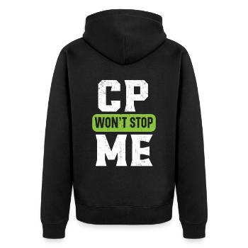 CP wird mich nicht aufhalten Zerebralparese Bewusstsein Band - Unisex Premium Bio Zip Hoodie - Schwarz - Hinten - Nico (187cm)