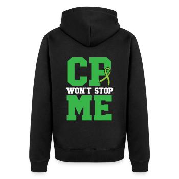 CP wird mich nicht aufhalten Zerebralparese Bewusstsein Band - Unisex Premium Bio Zip Hoodie - Schwarz - Hinten - Nico (187cm)