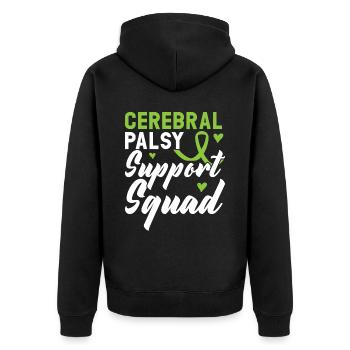 Zerebralparese Support Squad Awareness Ribbon - Unisex Premium Bio Zip Hoodie - Schwarz - Hinten - Nico (187cm)