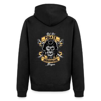 Pirate tête de pirate Pirate Dicton - Veste à capuche bio Premium Unisexe - noir - Dos - Nico (187cm)