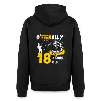 18. Geburtstag Angeln 1975 Jahrgang Fischer Angler - Unisex Premium Bio Zip Hoodie - Schwarz - Hinten - Nico (187cm)