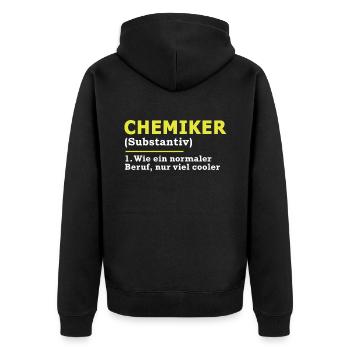 Chemiker - Unisex Premium Bio Zip Hoodie - Schwarz - Hinten - Nico (187cm)
