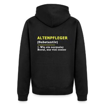 Altenpfleger - Unisex Premium Bio Zip Hoodie - Schwarz - Hinten - Nico (187cm)