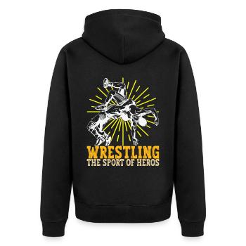 Wrestling Ringen Ringer - Unisex Premium Bio Zip Hoodie - Schwarz - Hinten - Nico (187cm)