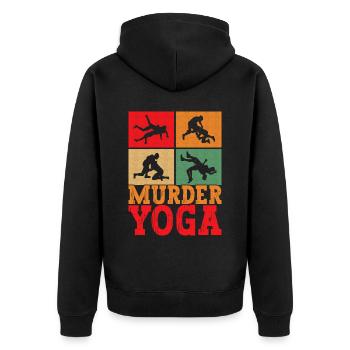 Wrestling Ringen Ringer - Unisex Premium Bio Zip Hoodie - Schwarz - Hinten - Nico (187cm)