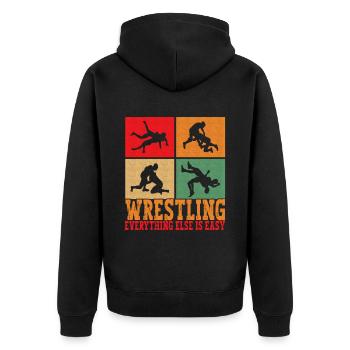Wrestling Ringen Ringer - Unisex Premium Bio Zip Hoodie - Schwarz - Hinten - Nico (187cm)