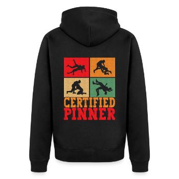 Wrestling Ringen Ringer - Unisex Premium Bio Zip Hoodie - Schwarz - Hinten - Nico (187cm)