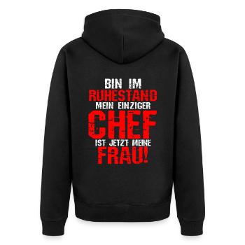 Ruhestand Frau Ist Chef Renteneintritt Opa Opi Ren - Unisex Premium Bio Zip Hoodie - Schwarz - Hinten - Nico (187cm)