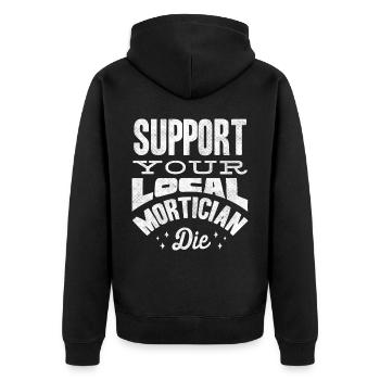 Corpse Keepers, Undertakers, Funeral Homes - Unisex Premium Organic Zip Hoodie - black - Back - Nico (187cm)
