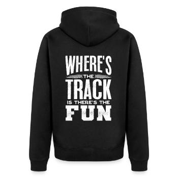 Motocross-Biker - Unisex Premium Bio Zip Hoodie - Schwarz - Hinten - Nico (187cm)