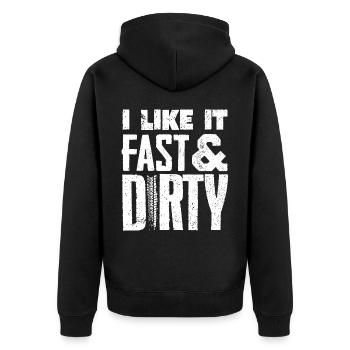 Motocross-Biker - Unisex Premium Bio Zip Hoodie - Schwarz - Hinten - Nico (187cm)