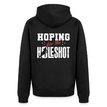 Motocross-Biker - Unisex Premium Bio Zip Hoodie - Schwarz - Hinten - Nico (187cm)