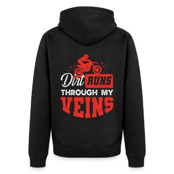 Motocross-Biker - Unisex Premium Bio Zip Hoodie - Schwarz - Hinten - Nico (187cm)