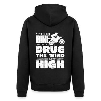 Motocross-Biker - Unisex Premium Bio Zip Hoodie - Schwarz - Hinten - Nico (187cm)