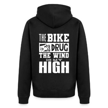 Motocross-Biker - Unisex Premium Bio Zip Hoodie - Schwarz - Hinten - Nico (187cm)