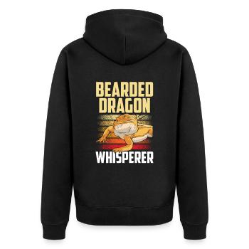 Bartagamen Flüsterer Haustier Tier Bearded Dragon - Unisex Premium Bio Zip Hoodie - Schwarz - Hinten - Nico (187cm)